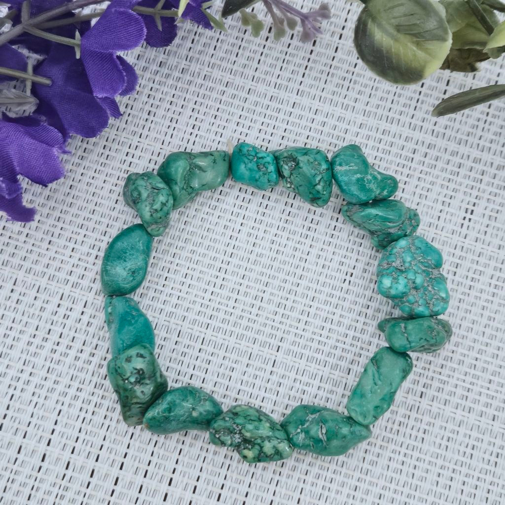 Boho Handmade Natural Turquoise Stone Stretch Bracelet